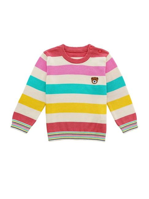 h by hamleys infants girls off white striped full sleeves sweater