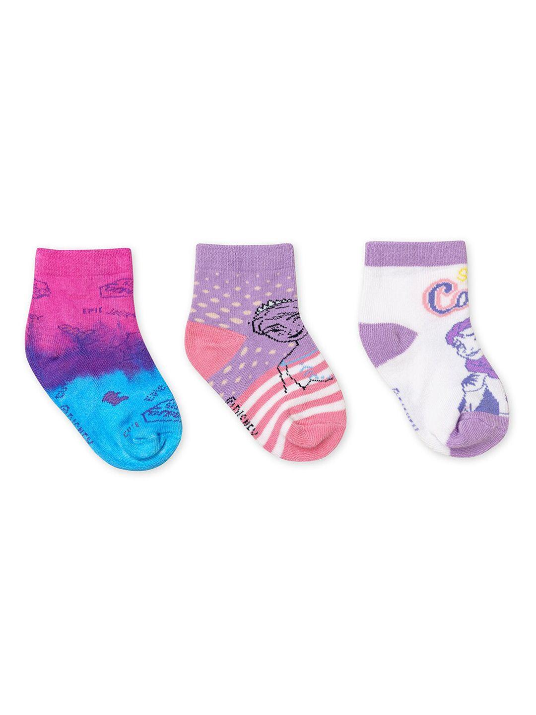 h by hamleys infants girls pack of 3 patterned pure cotton calf-length socks