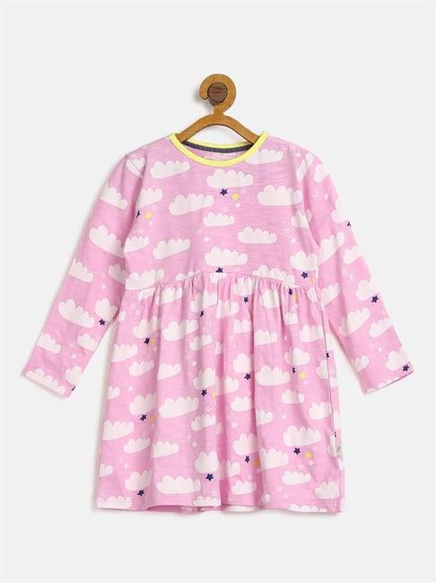 h by hamleys infants girls pink printed full sleeves a line dress