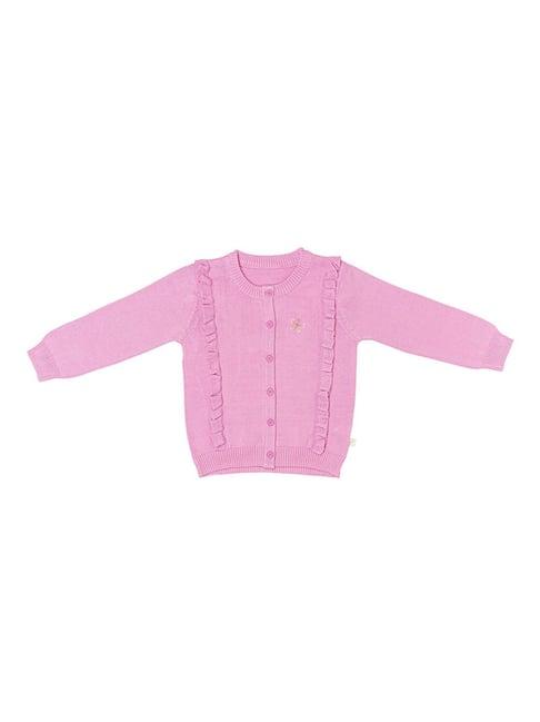 h by hamleys infants girls pink self design full sleeves cardigan