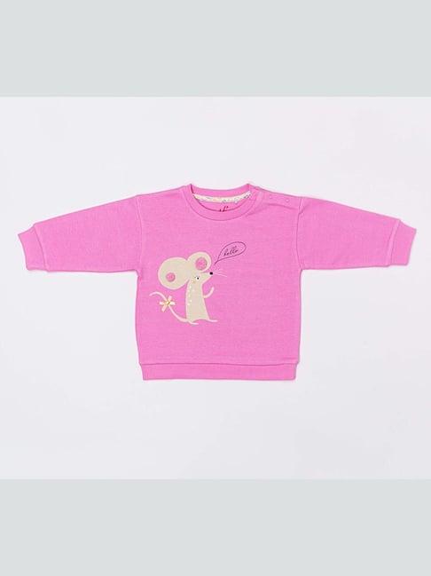 h by hamleys infants girls pink self design full sleeves sweatshirt