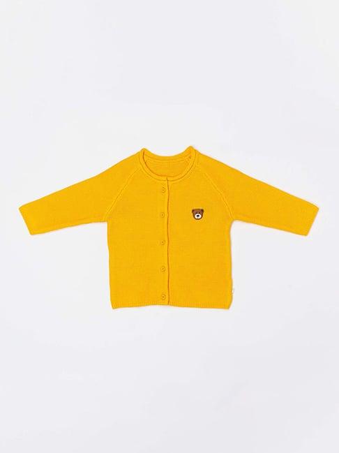 h by hamleys infants girls yellow self design full sleeves cardigan