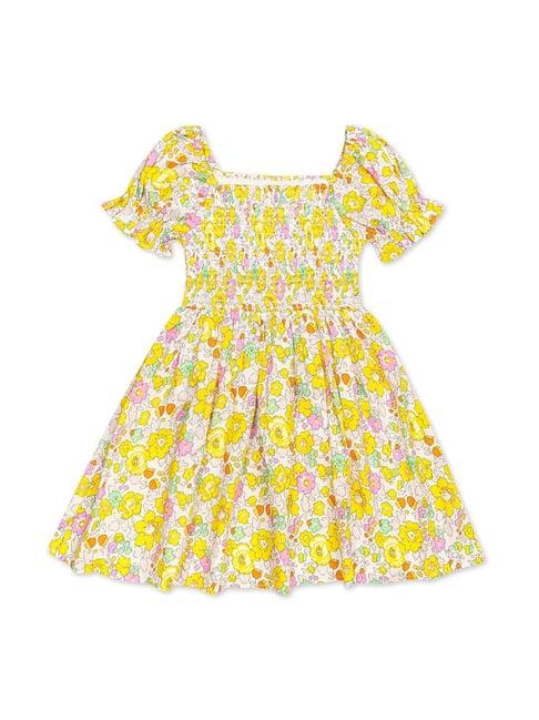 h by hamleys kids yellow floral print dress
