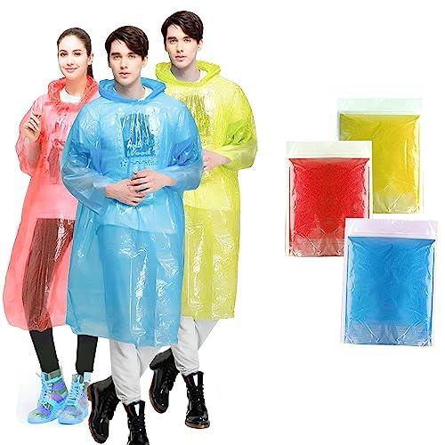 hacer disposable raincoat poncho with hood raingear travel rainsuit barsaati water resistant rainwear for men women (random, pack of 3)