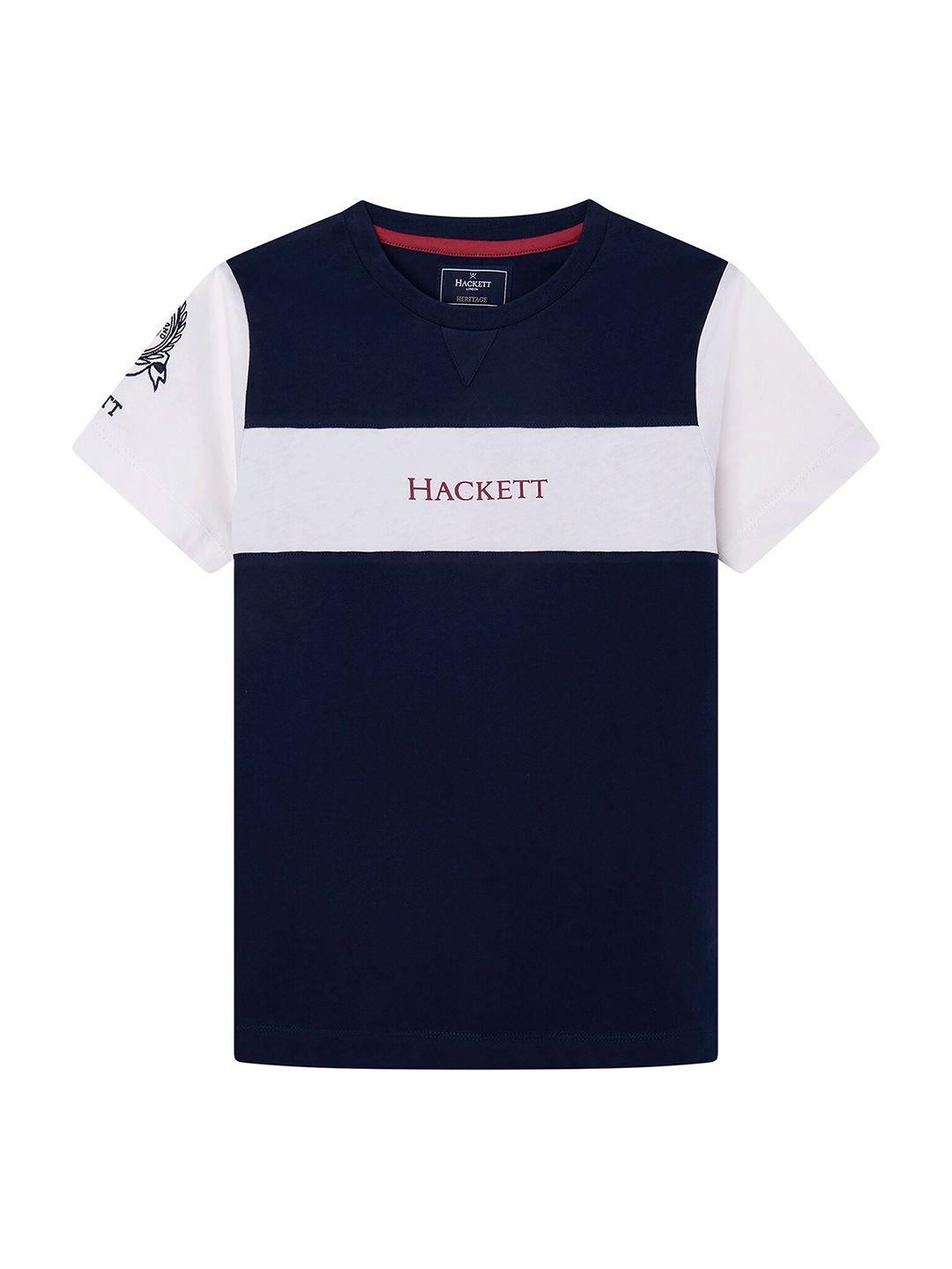 hackett london boys colourblocked round neck pure cotton t-shirt
