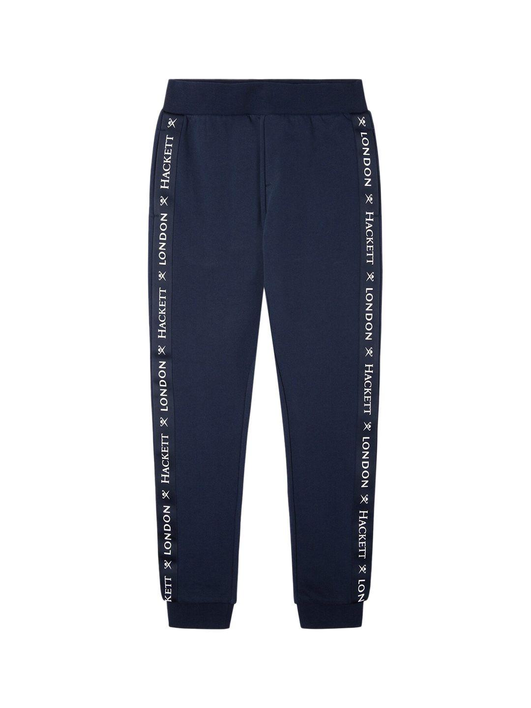 hackett london boys navy blue solid cotton joggers