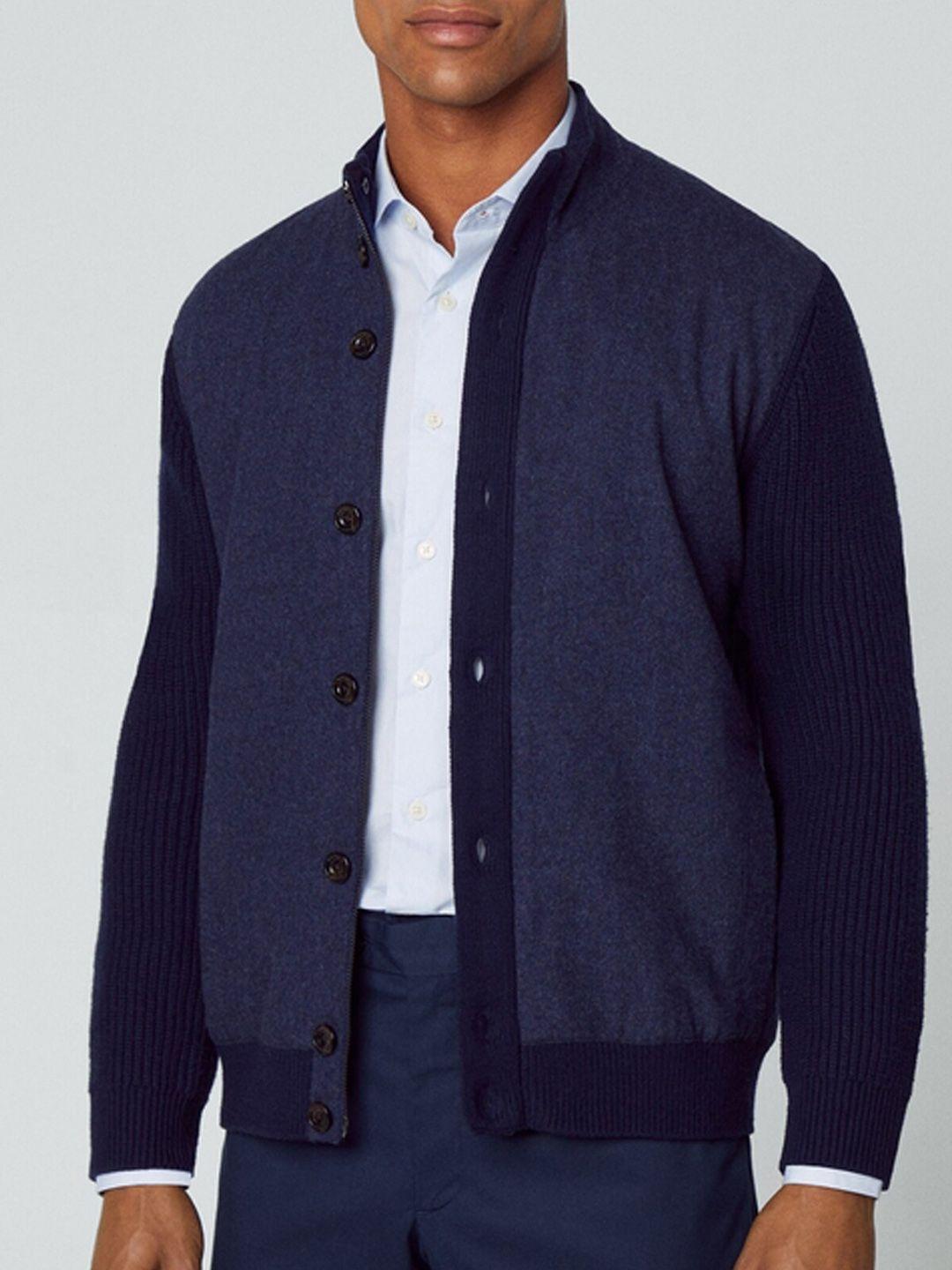 hackett london colourblocked woollen longline tailored jacket
