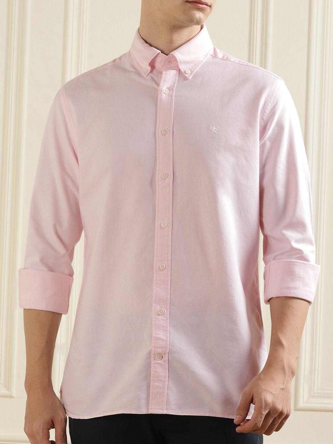 hackett london men pink opaque casual shirt