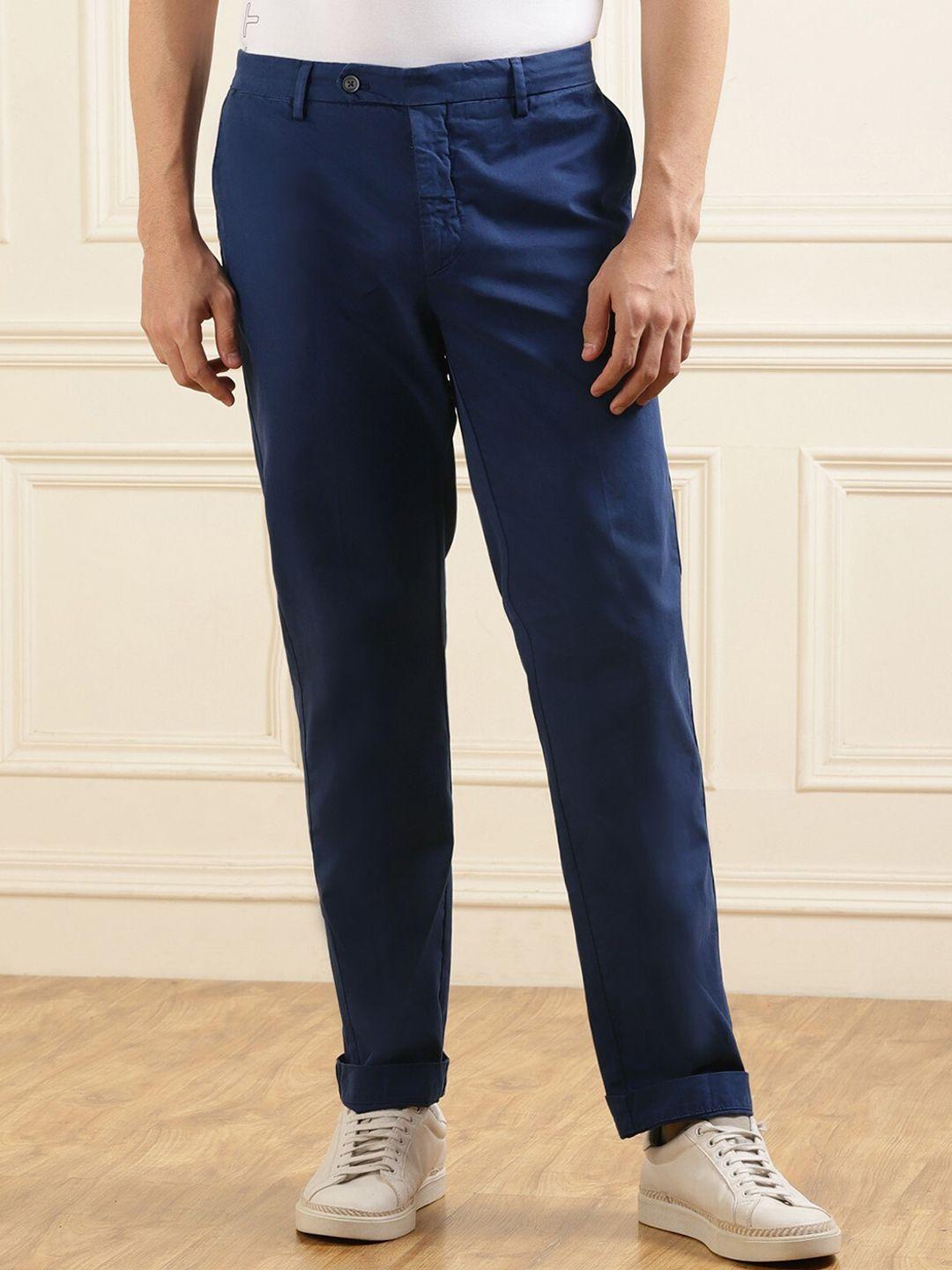 hackett london men regular fit mid-rise plain chino trousers