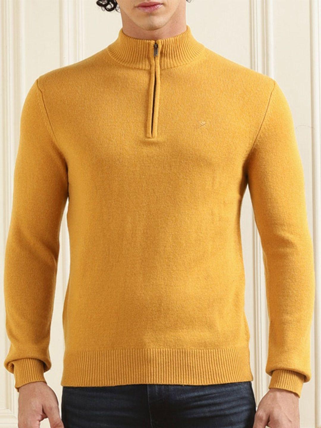 hackett london men yellow woollen pullover