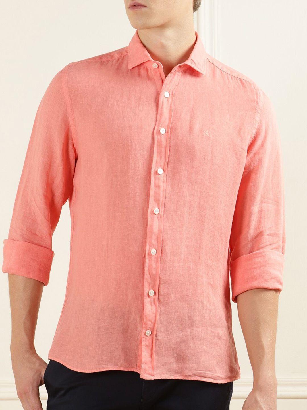 hackett london spread collar linen casual shirt