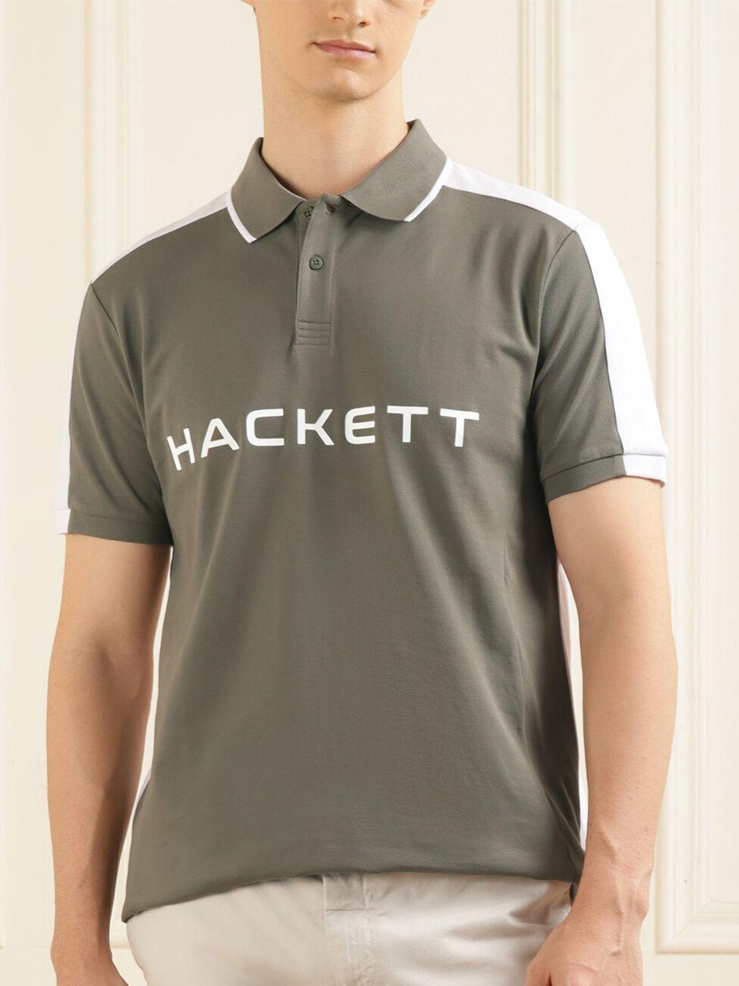 hackett london typography printed polo collar cotton t-shirt