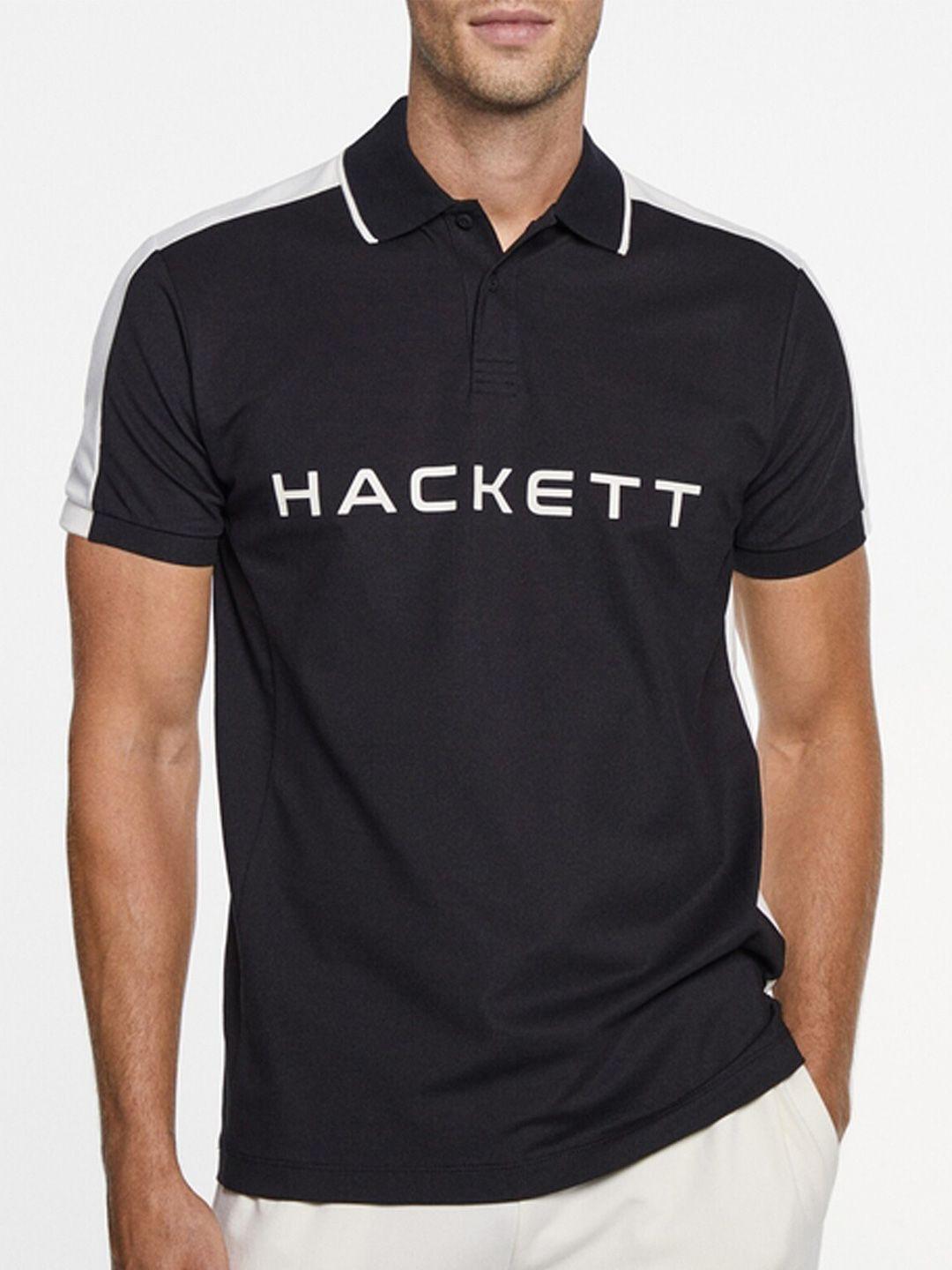 hackett london typography printed polo collar t-shirt