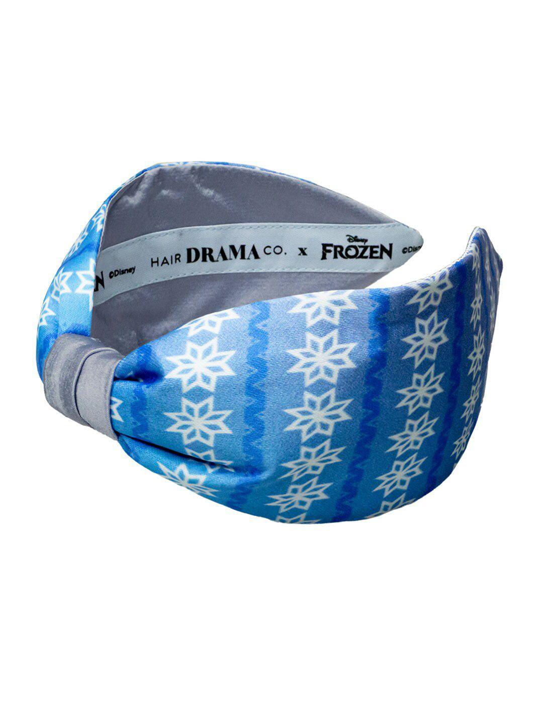 hair drama company x disney girls blue & grey snow printed knotted headband