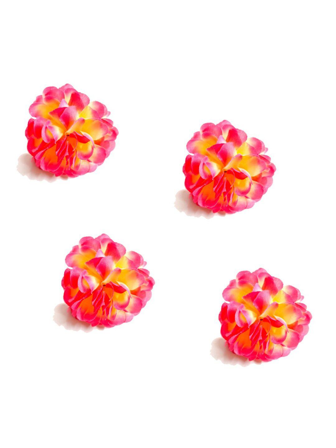 hair flare women pink & yellow set of 4 embellished u pins