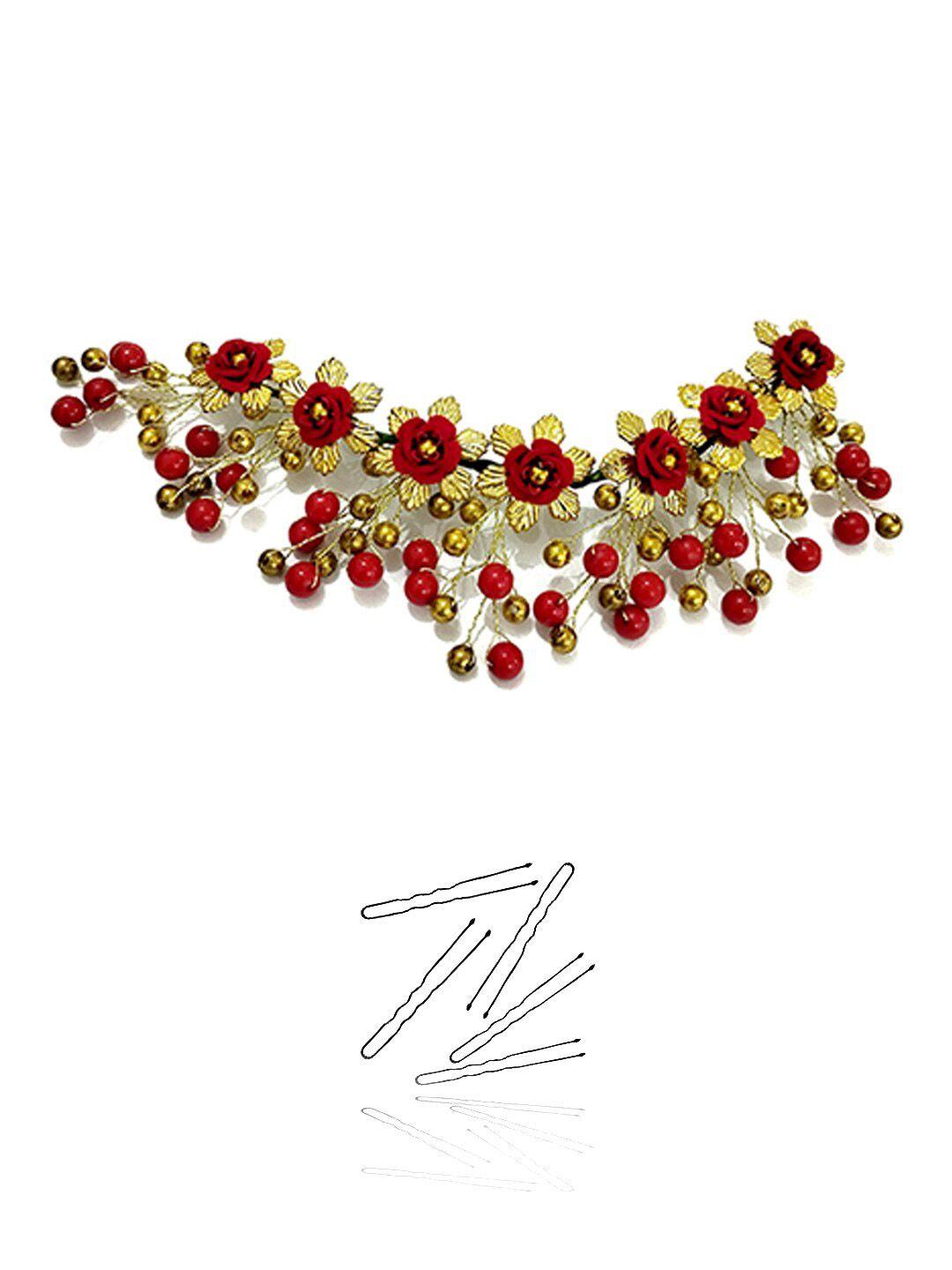 hair flare women red beaded hair accessory set of