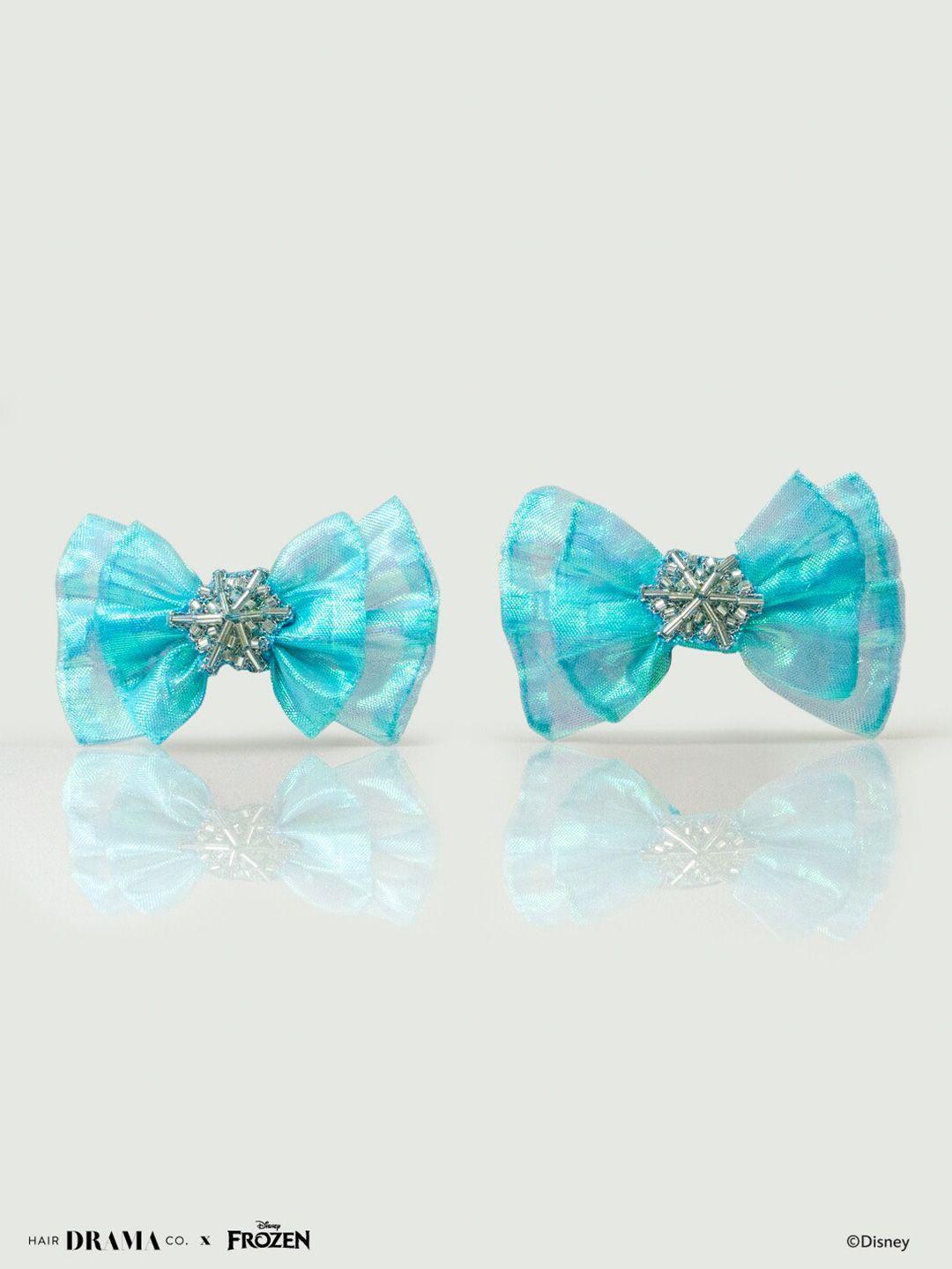 hair drama company girls set of 2 blue & silver-toned embellished tic tac hair clip
