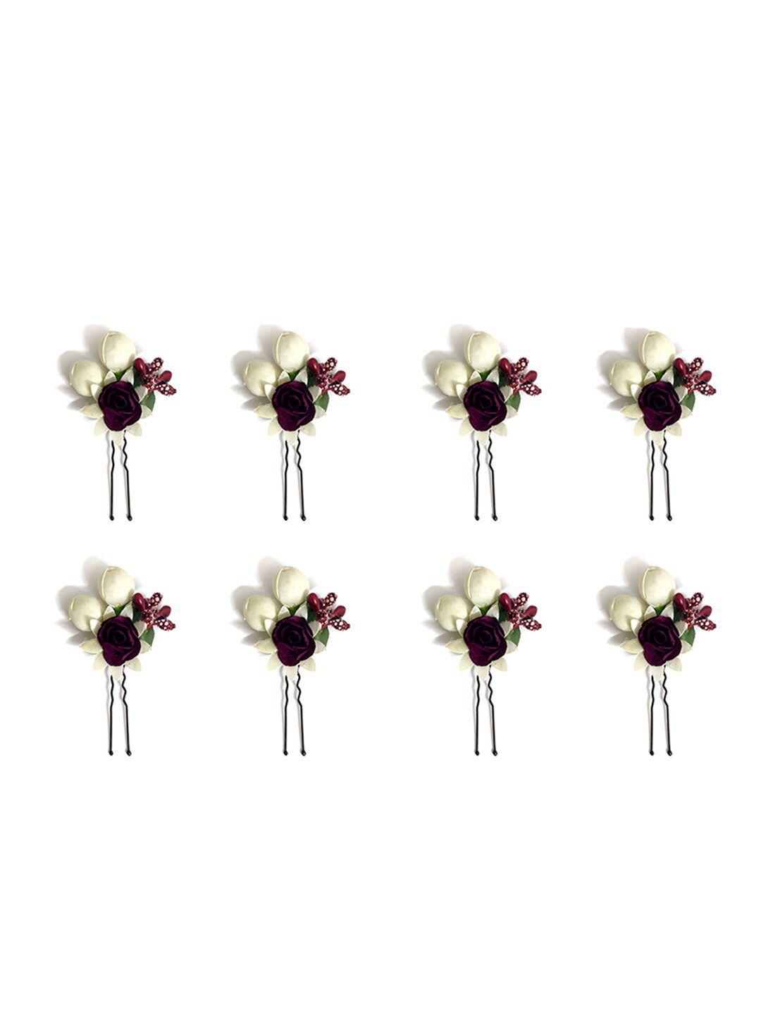 hair flare women set of 8 artificial small rose flower hair u pin