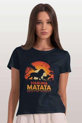hakuna matata round neck womens t-shirt - navy