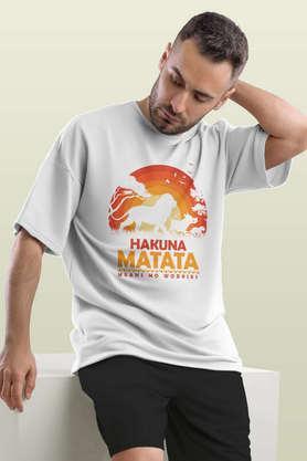 hakuna matata round neck mens oversized t-shirt - white