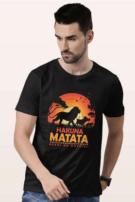 hakuna matata round neck mens t-shirt - black