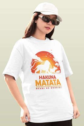 hakuna matata round neck womens oversized t-shirt - white
