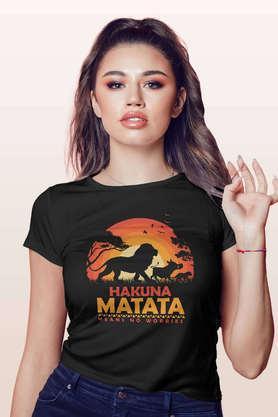 hakuna matata round neck womens t-shirt - black