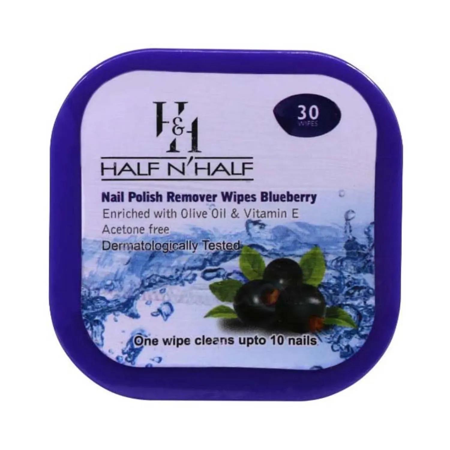 half n half blueberry nail polish remover wipes - (30 pcs)