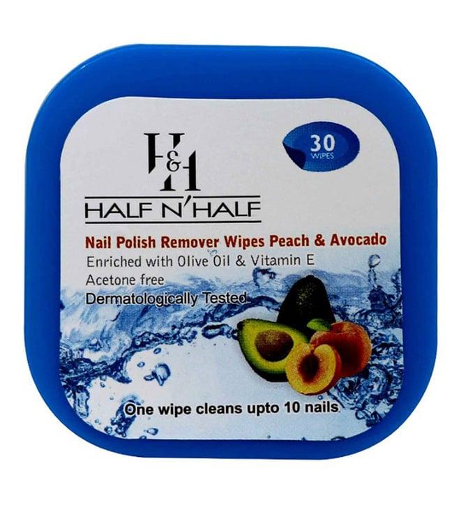 half n half nail polish remover wipes peach & avocado - 30 wipes