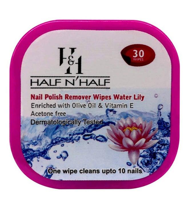 half n half nail polish remover wipes water lily - 30 wipes