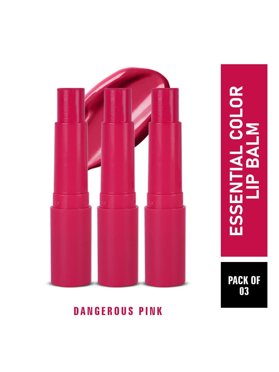 half n half pack of 3 dangerous pink essential color lip balm, 3.5gm