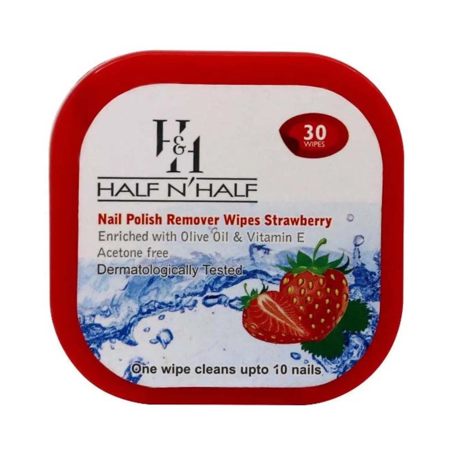 half n half strawberry nail polish remover wipes - (30 pcs)