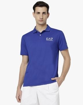 half sleeve regular fit polo t-shirt with contrast logo
