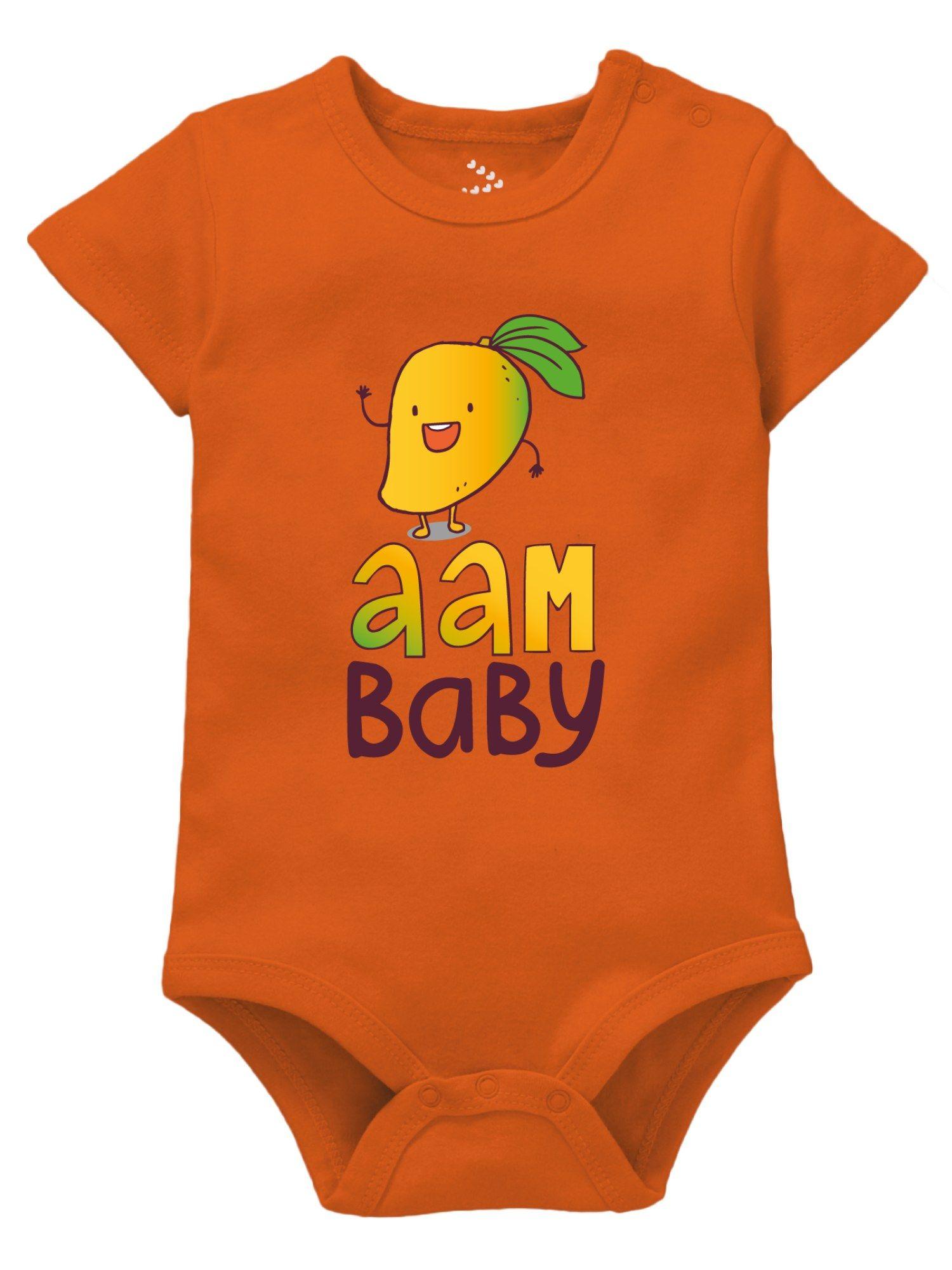 half sleeve summer mango theme aam baby bodysuit onesie orange