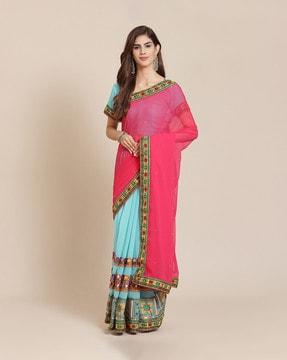 half &  half saree with contrast border