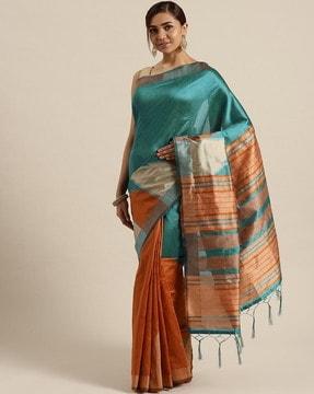 half & half saree with tassels