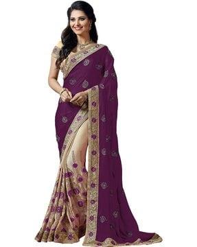 half-and-half embroidered saree