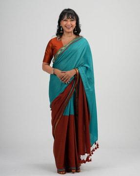 half-and-half saree with tassels