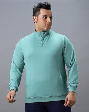 half-button closure sweatshirt with full sleeves