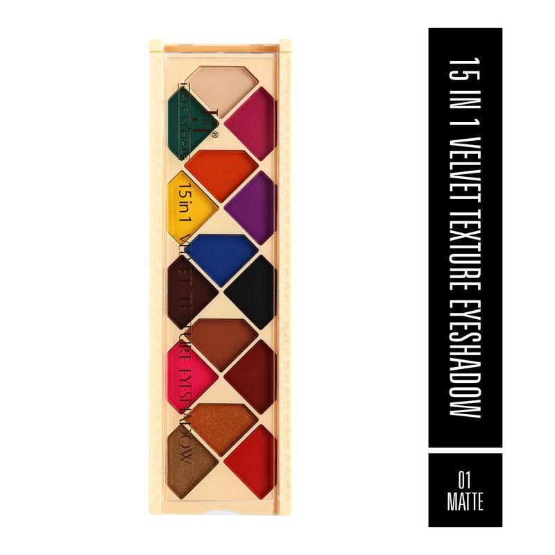 half n half 15 in 1 velvet texture eyeshadow matte palette - multicolour 01