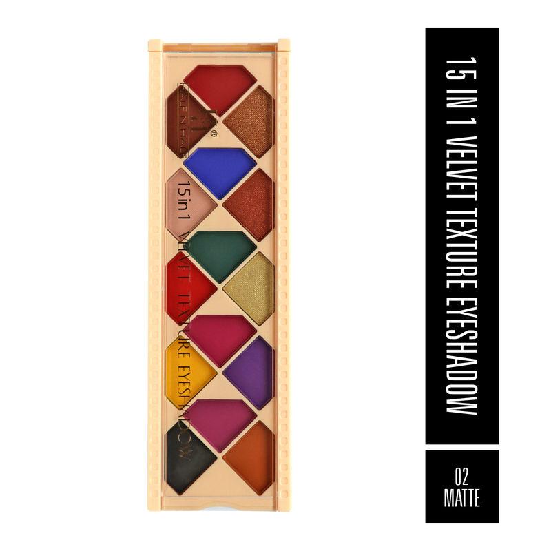 half n half 15 in 1 velvet texture eyeshadow matte palette - multicolour 02