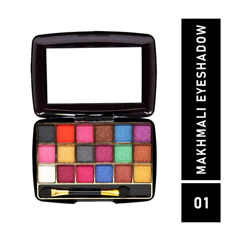 half n half 18 colors makhmali eyeshadow with brush in palette