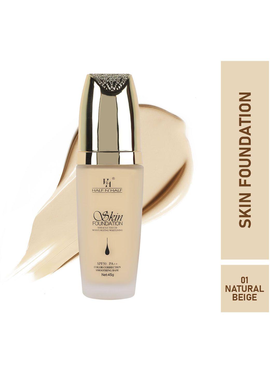 half n half foundation miracle touch moisturizing whitening - spf 50 pa++ - natural beige