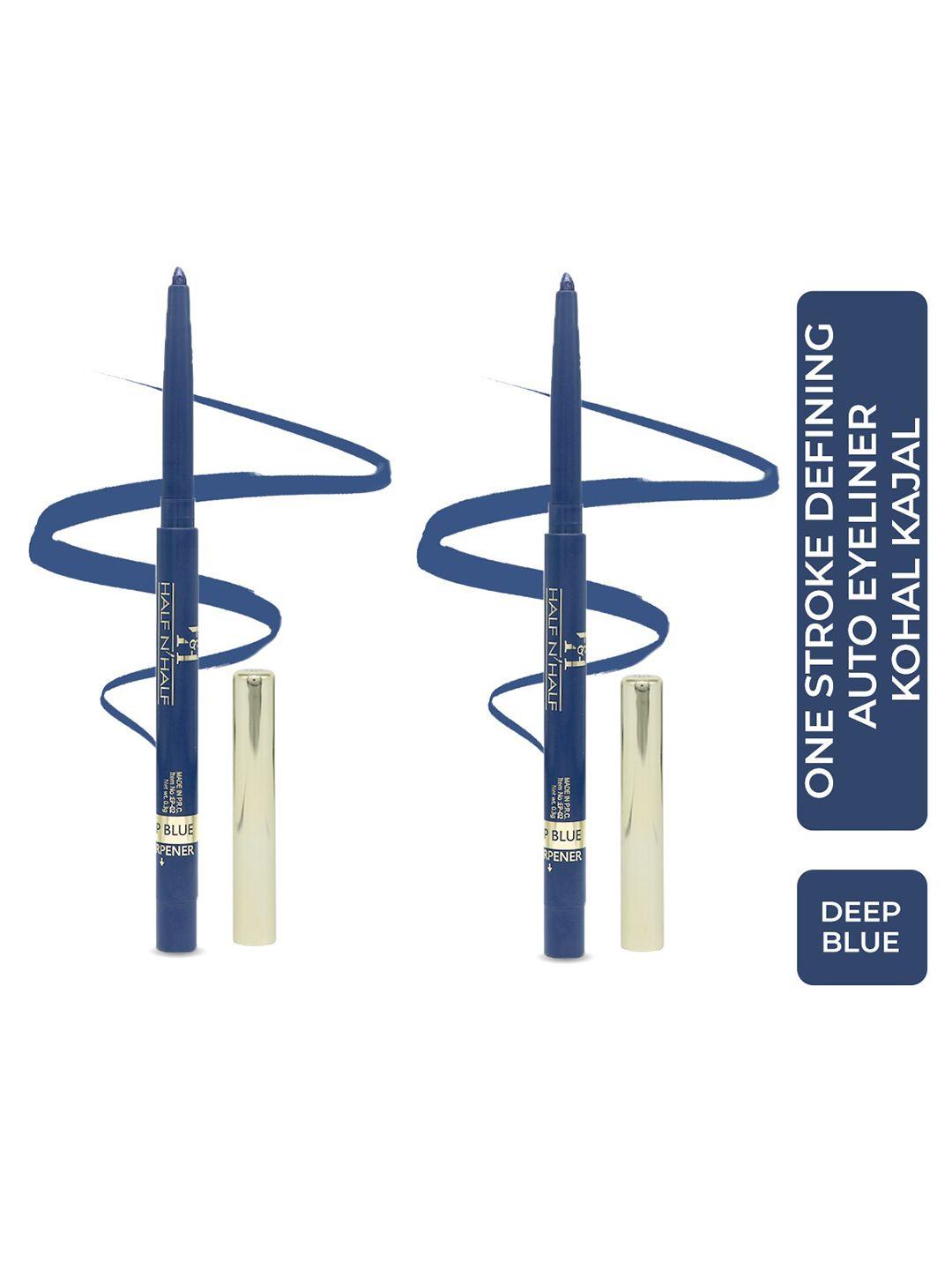 half n half set of 2 one stroke define auto eyeliner kohl kajal - deep blue