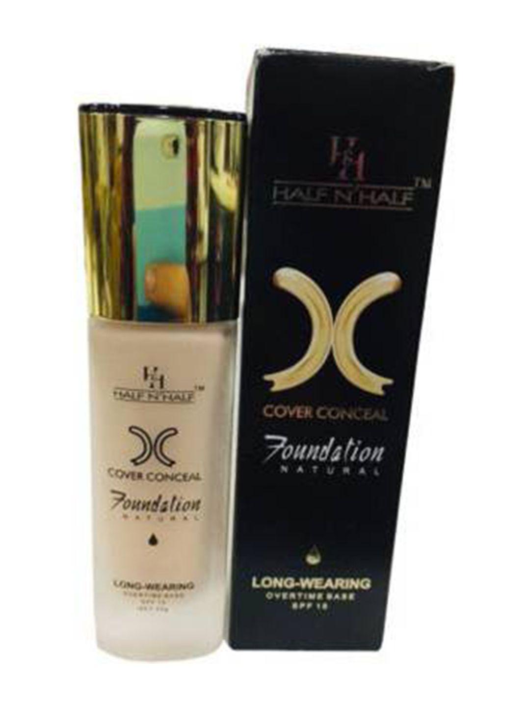 half n half spf 15 natural longwearing overtime base cover concealer foundation