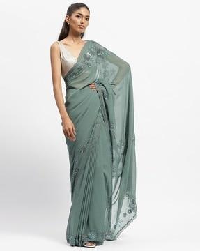 half past noon embroidered saree