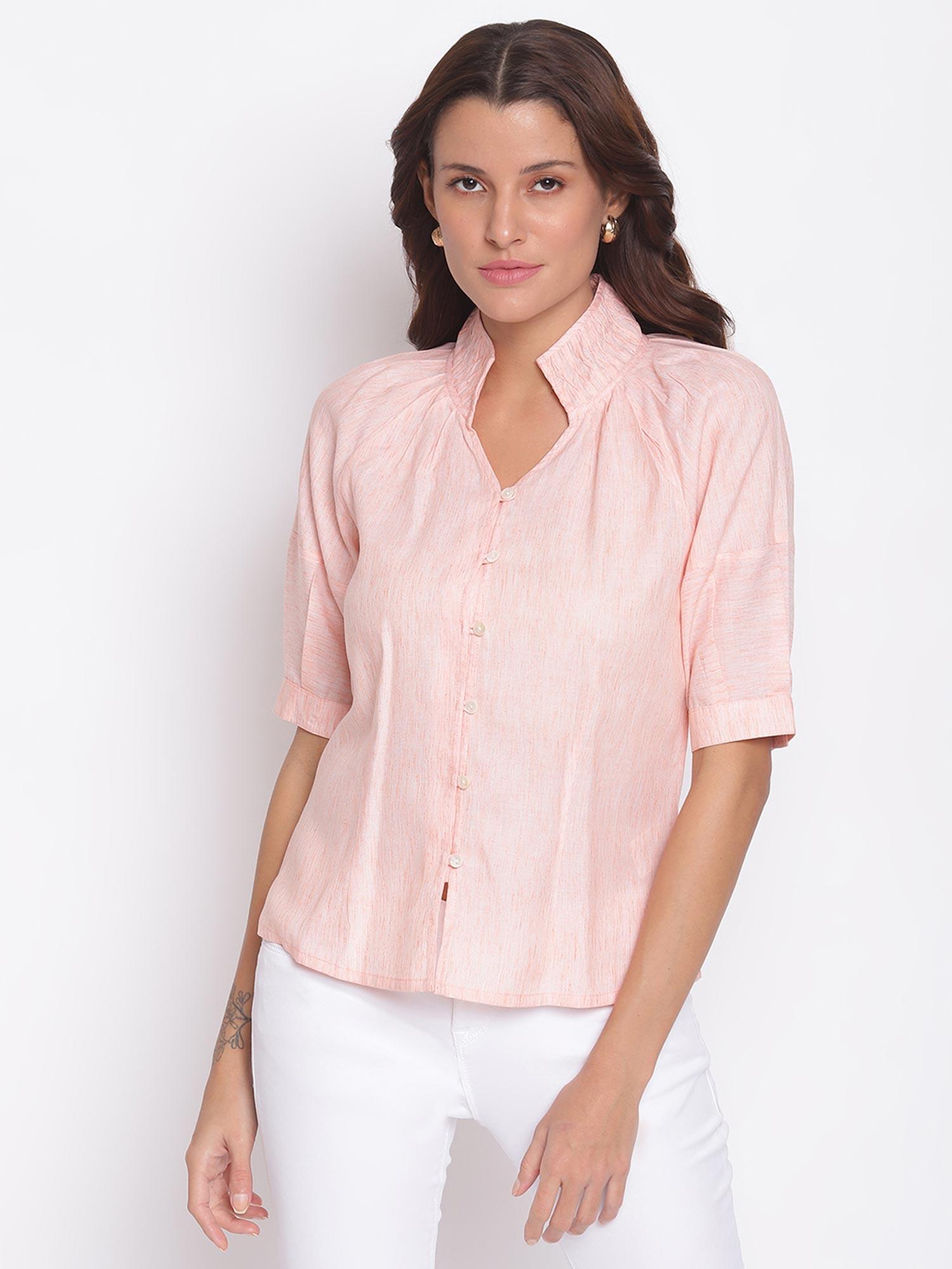 half sleeve casual shirt top pink