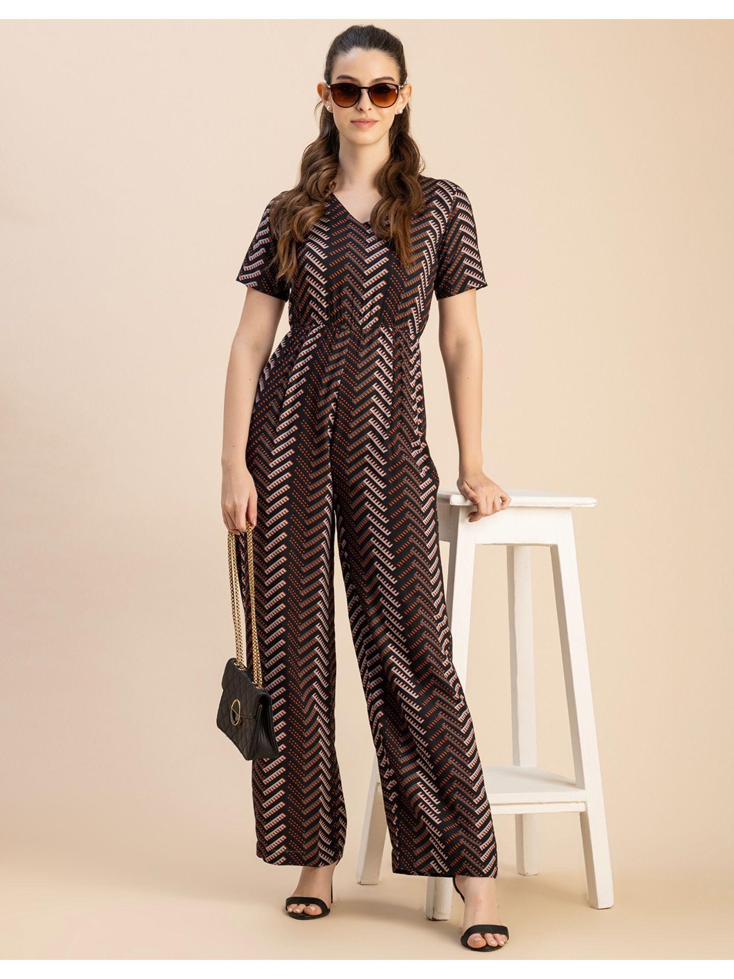 half sleeve printed rayon jumpsuit