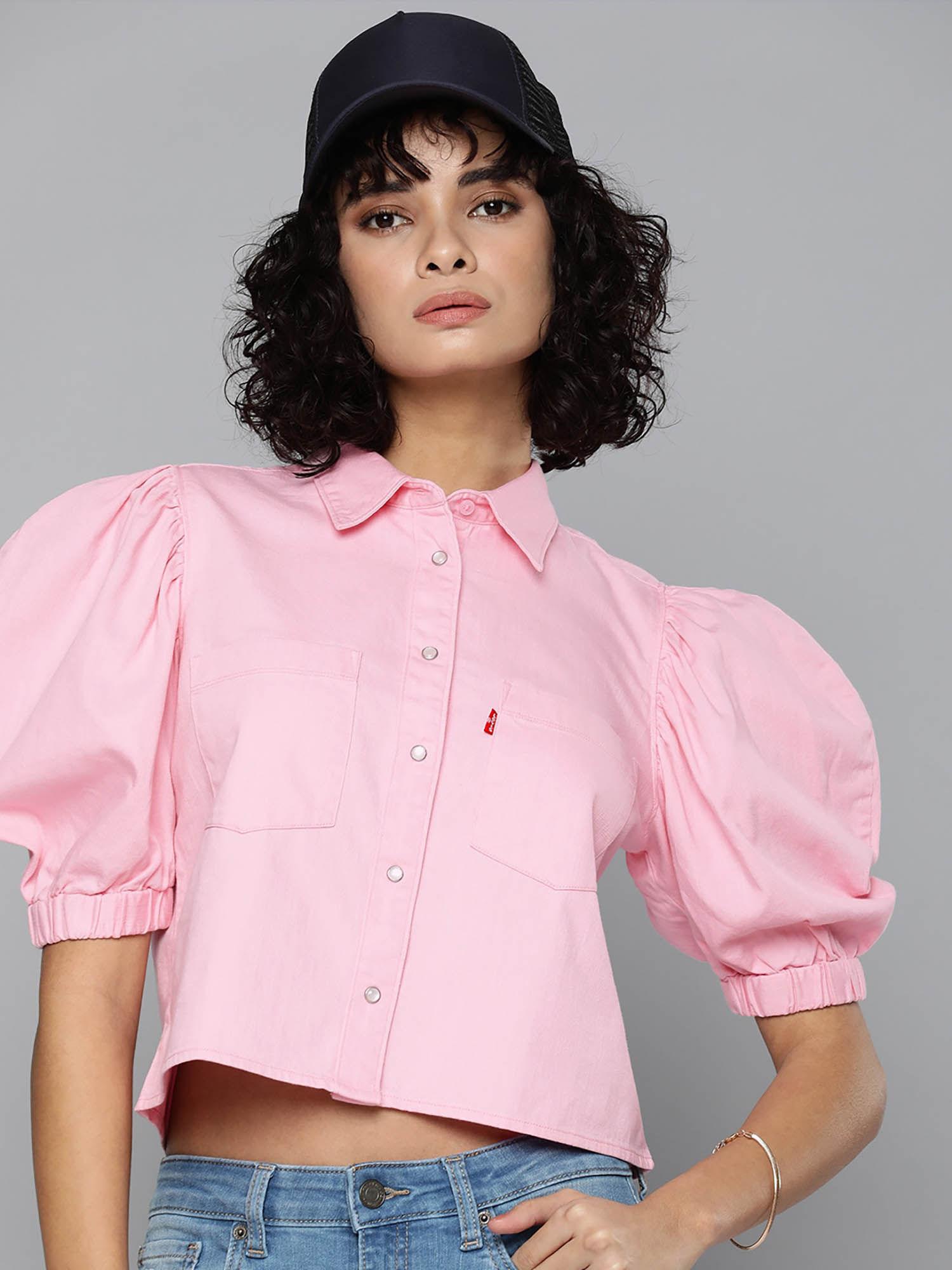 half sleeve pure cotton shirt style top