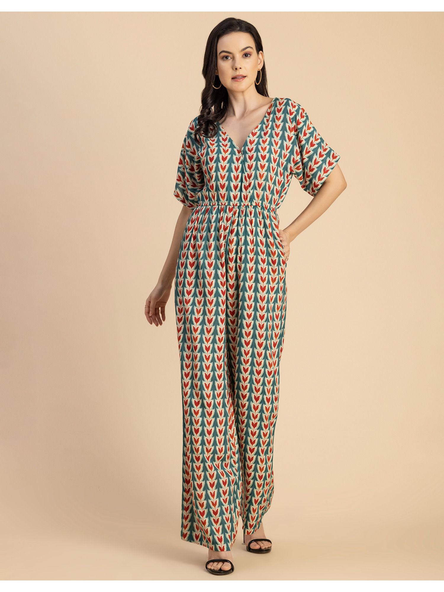 half sleeve stylish rayon jumpsuit